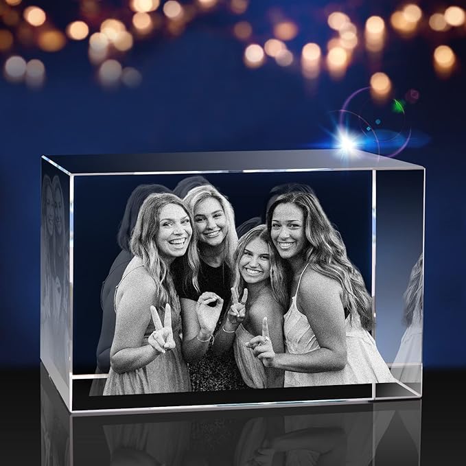 Personalized Dog, Cat Memorial Gifts for Pet Owners. Gift Box Included, Customized Laser Etched Crystal Photo (Large Landscape)