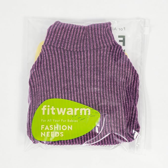 Fitwarm Mock Neck Knitted Dog Pajamas, Warm Winter Clothes for Small Dogs Boy Girl, Pet Onesie, Purple, Large