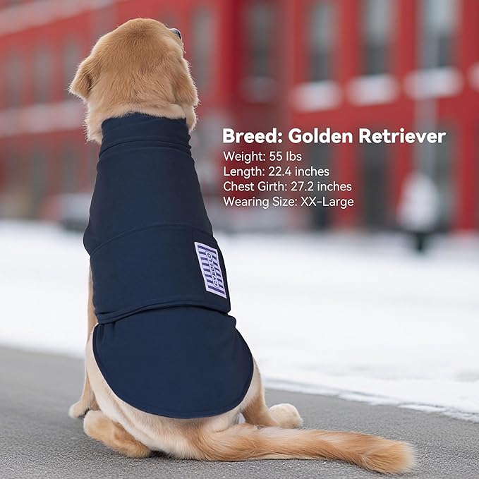 cyeollo Small Dog Sweater, Fleece Dog Sweaters Turtleneck Vest Soft Puppy Sweatshirt Stretchy Pet Fall Autumn Coat Warm Winter Clothes for Small Dogs Boy, Navy L