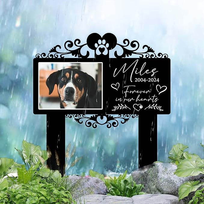 Custom Pet Grave Markers Dog | Custom Pet Headstones for Dogs | Best Memorial Gifts to Tribute Your 4-Legged Companions | Personalized Grave Marker for Furry Friends with Simple Photo Frame