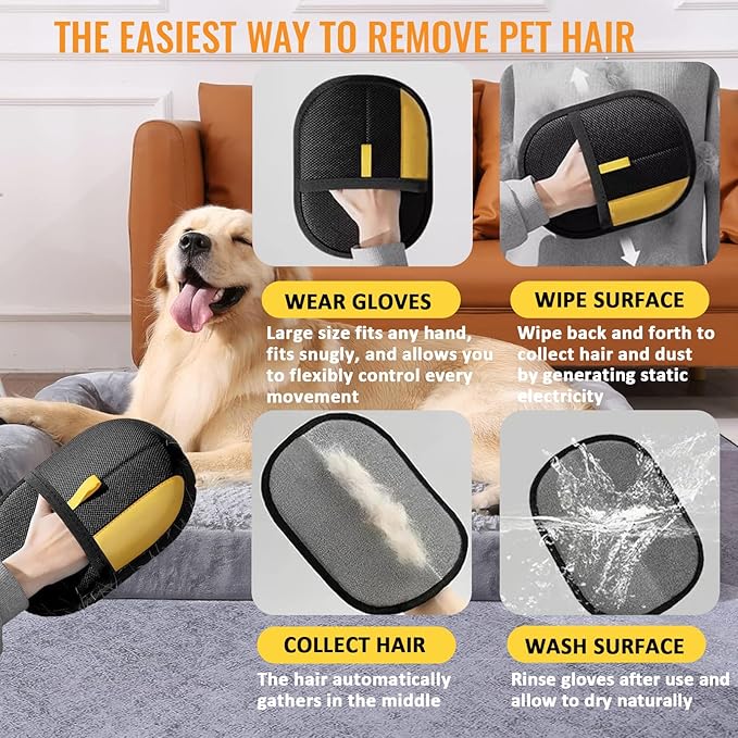 Shedly Sweep Pro, Pet Hair Removal Glove, Reusable Washable Electrostatic Pet Hair Removal Glove, Perfect for Clothing, Couch, Carpet, Car Seat (1PCS)