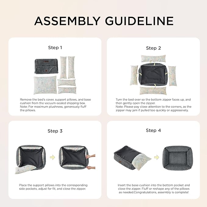 Bedsure Cute Dog Bed for Small Dogs & Cats - Washable Furry Puppy Beds, Rectangle Orthopedic Corduroy Fleece Pet Beds with Removable Zipper Cover, 20x19x6inches, Blush Pink