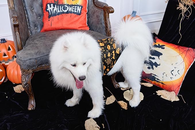 Aiboria Winter Dog Coat Windproof Fleece Jacket with Chest Strap Dog Vest Harness Halloween Black XL