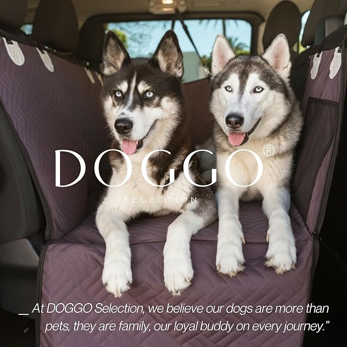Premium Dog Back Seat Extender | Supports 400 lbs | Waterproof Hard Bottom & Non-Slip Design | Pet Seat Cover with Mesh Window & Storage Pocket | Fits Cars, SUVs & Truck (Brown)