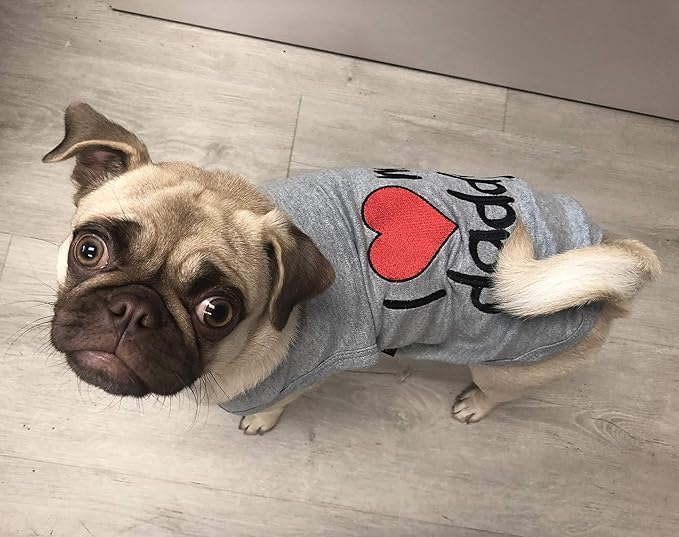 Parisian Pet Unisex Dog T-Shirt - Embroidered 'I Love My Daddy' Fathers Day Dog Tee Shirts - Breathable, Sleeveless Pet Clothes - Shirt for Large Dogs - 3XL