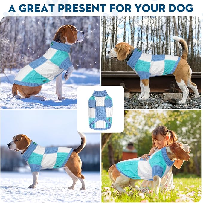 Pet Sweaters,Turtleneck Pullover Dog Sweater,Pet Sweaters for Dogs,Pet Clothes,Pet Clothing,Suitable for All Types of Dogs and Most Seasons (Blue Group,2XL)