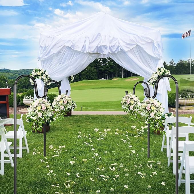 Shepherd Hooks for Outdoor, 1 Pack 46 Inch Bird Feeder Pole with 5 Prongs Base for Hanging Lantern, Hummingbird Feeder, Lightweight Plant, Shepherds Hook for Bird Feeders for Outside