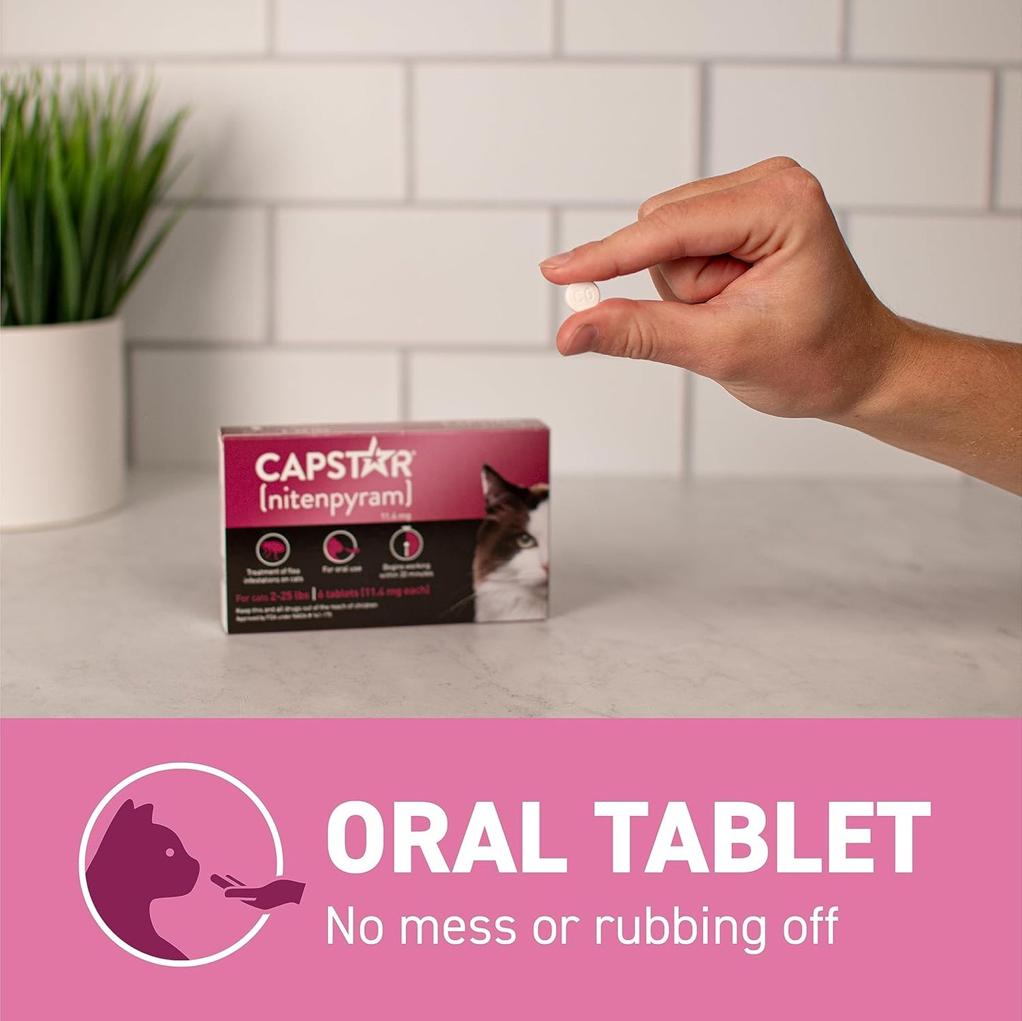 Capstar (nitenpyram) Cat Flea Treatment, Fast-Acting Oral Flea Treatment for Cats 2-25 lbs, Vet-Recommended Medication Tablets Start Killing in 30 Minutes, 12 Doses