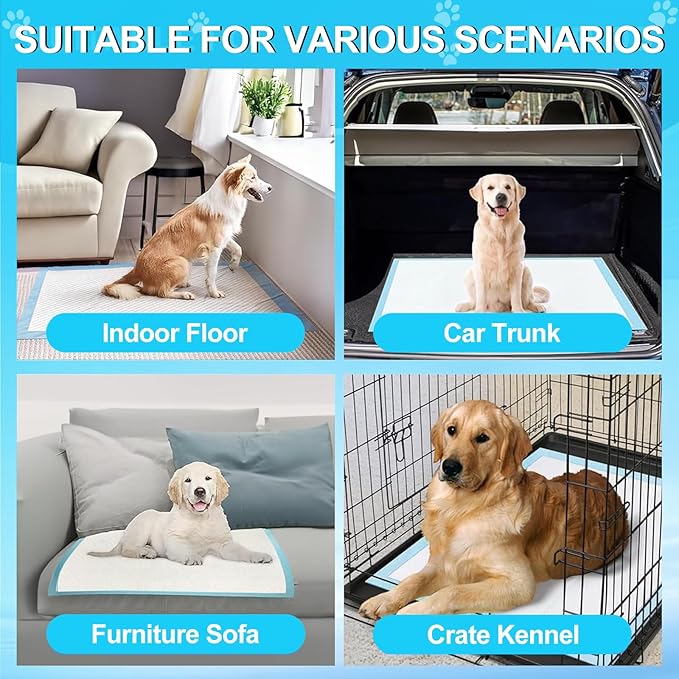 Pee Pads for Dogs 36"x48", Puppy Pads Extra Large, Disposable Thicken Pet Training Pads for Cats Doggie Rabbits, Incontinence Underpads Ultra Absorbent & Quick-Dry, Leakproof Potty Pads (100)