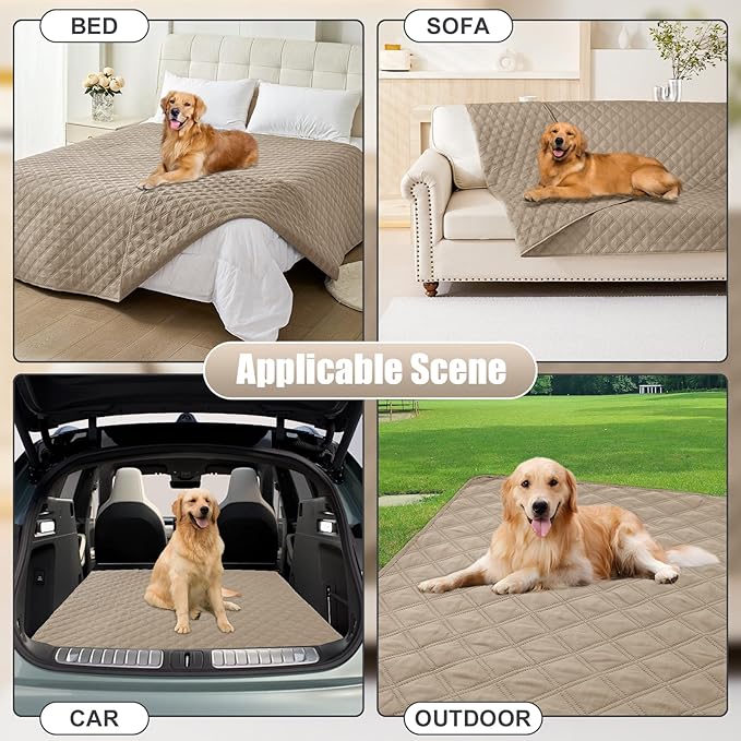 Smiry Waterproof Dog Bed Cover Pet Blanket, Soft Washable Dog Blanket for Furniture Bed Couch Sofa Reversible, Checkered (40"x70", Taupe/Taupe)