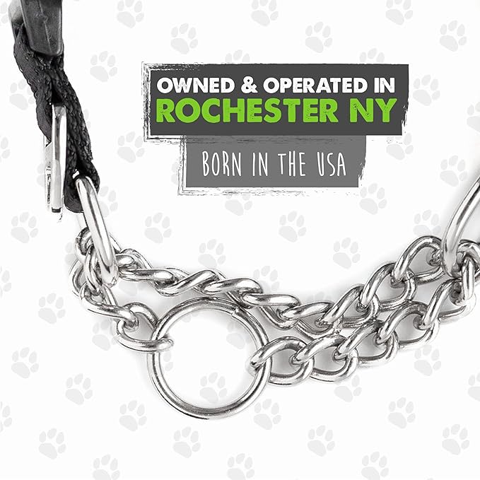 Mighty Paw Martingale Dog Collar 2.0 | Trainer Approved Limited Slip Collar with Stainless Steel Chain & Heavy Duty Buckle - Modified Cinch Collar for Gentle & Effective Pet Training - Medium, Grey