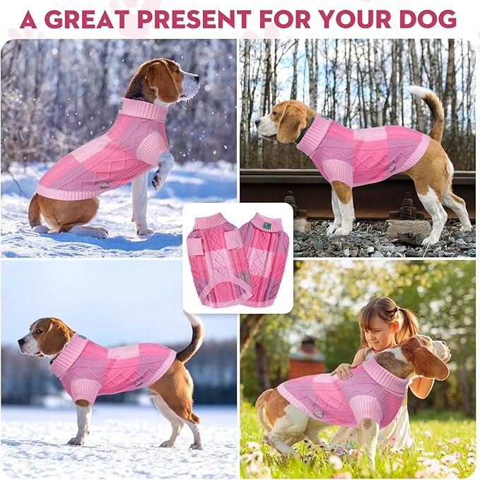 Pet Sweaters,Turtleneck Pullover Dog Sweater,Pet Sweaters for Dogs,Pet Clothes,Pet Clothing,Suitable for All Types of Dogs and Most Seasons (Pink Group,L)