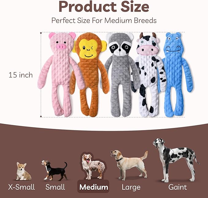 SHARLOVY No Stuffing Dog Toys Squeaky for Large Dogs, Crinkle Puppy Teething Toys to Keep Them Busy, Plush Interactive Doggie Long Lasting Chews for Aggressive Chewers