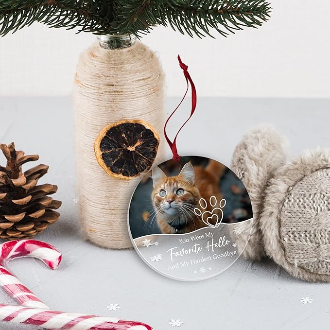 Pavo Personalized Pet Photo Ornaments, Pet Sympathy Remembrance Gifts for Loss of Dogs Cats Pets, Loss of Dog Sympathy Gift, Pet Memorial Ornaments for Christmas Tree, Christmas Ornament 2025
