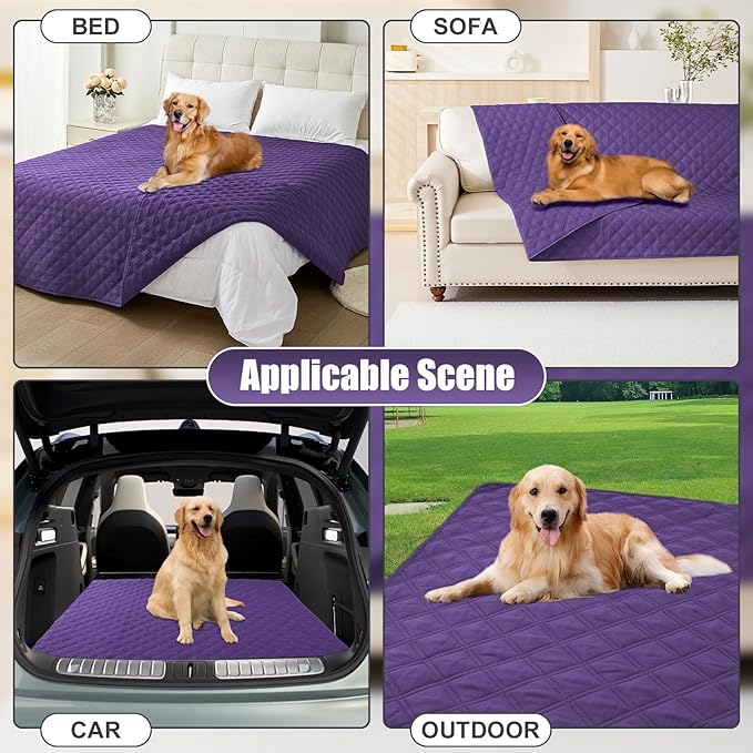 Smiry Waterproof Dog Bed Cover Pet Blanket, Soft Washable Dog Blanket for Furniture Bed Couch Sofa Reversible, Checkered (40"x50", Purple/Purple)