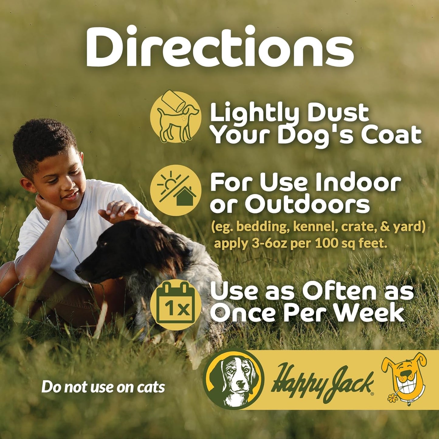 Happy Jack Flea and Tick Powder for Dogs & Puppies, Flea Powder for Flea Treatment & Control, Kills Pests, Ticks & Lice, Odorless & Non-Staining, Dust on Sleeping Quarters & Dogs (5 oz)