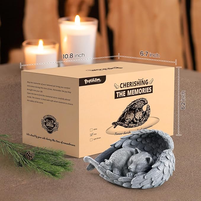 Cat Memorial Stone for Outdoor, Pet Memorial Stones for Cats with Personalized Engraving, Weather-Resistant Garden Stone for Backyard & Memorial Garden to Forever Loved Cats (Gray)