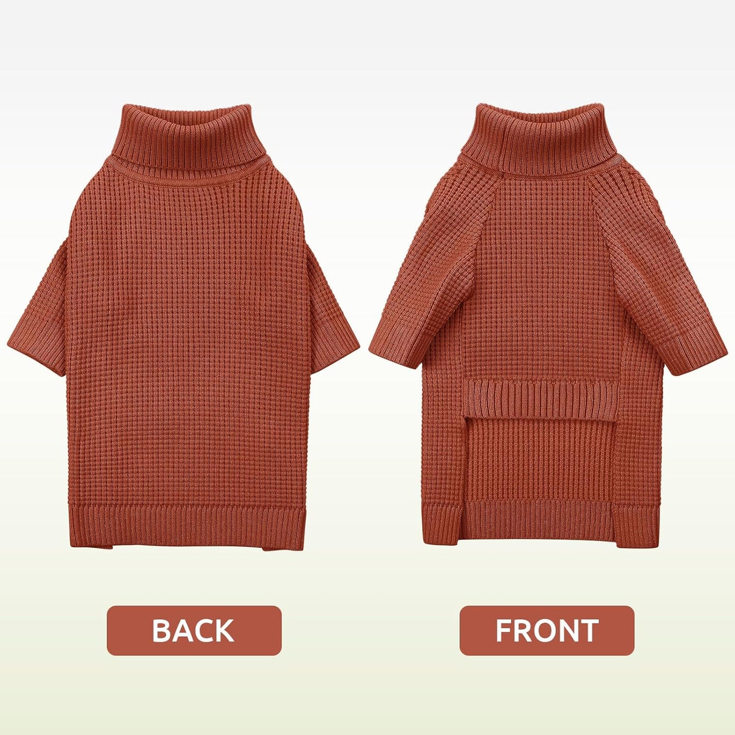 Queenmore XXL Dog Sweater, Large Dog Sweaters for Male Dogs, Turtleneck Plaid Kintsweaters for Large Breeds, Cold Weather Pullover Pet Clothes, Saddle Brown 2XL