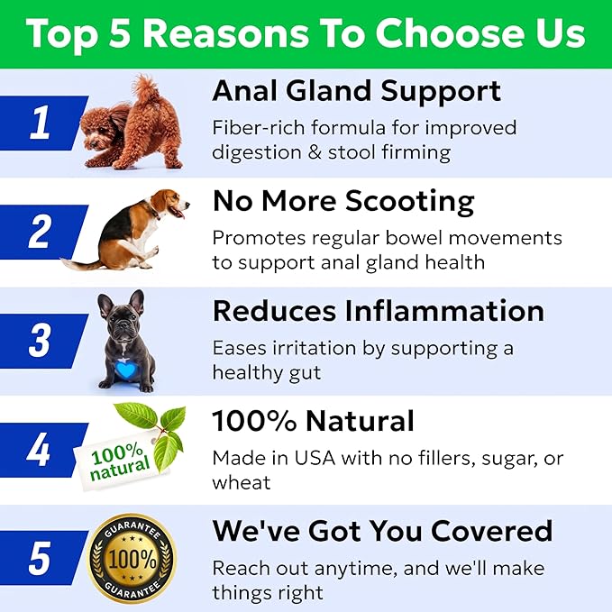 BARK&Spark Dog Anal Gland Treatment Chews - AnalGland Support Supplement - Stop Scoot & Reduce Odor with Prebiotics & Digestive Enzymes - Bacon Flavor, 120 Treats
