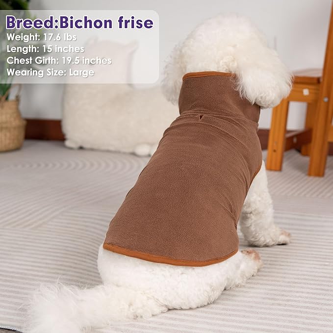 cyeollo Warm Dog Coat Fleece Sherpa Winter Sweater Coats, Turtleneck Dog Jacket Vest for Large Dogs with Leash Hole, Soft Reversible Pet Coats for Cold Weather, Burgundy, XXXL