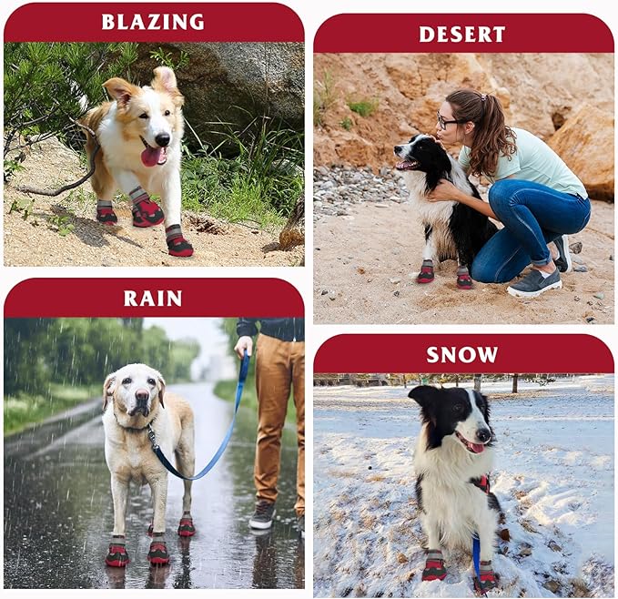 Dog Shoes for Large Medium Small Dog, Mesh Breathable Dog Shoes for Hot Pavement, Anti-Slip Dogs Boots Paw Protectors with Reflective for Outdoor Walking Indoor Hardfloors (Size 7)