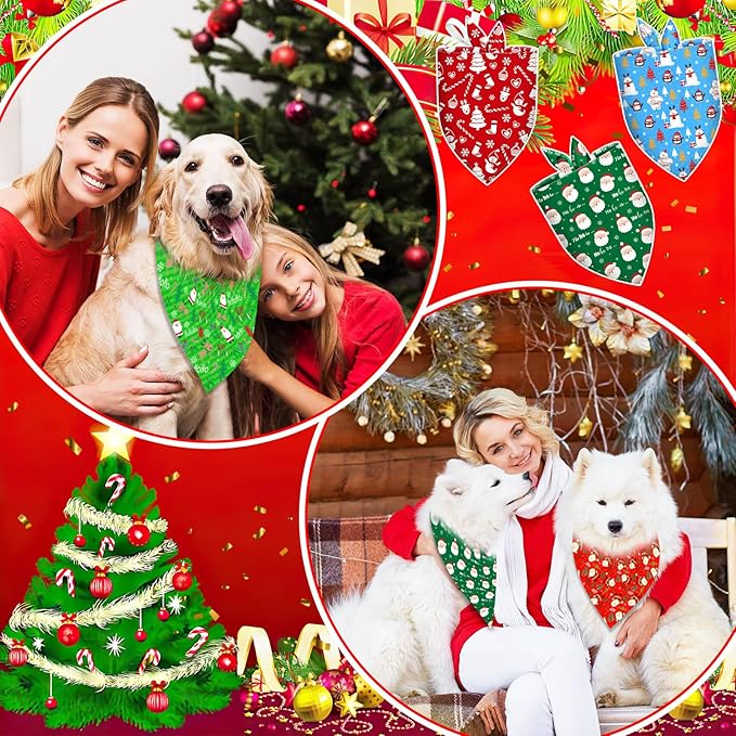 30 Pcs Christmas Dog Bandanas Bulk Adjustable Triangle Dog Scarves Bibs Xmas Puppy Bandanas Pet Neckerchief Washable Holiday Dog Bandana for Christmas Party Small Medium Large Dog Pet Grooming