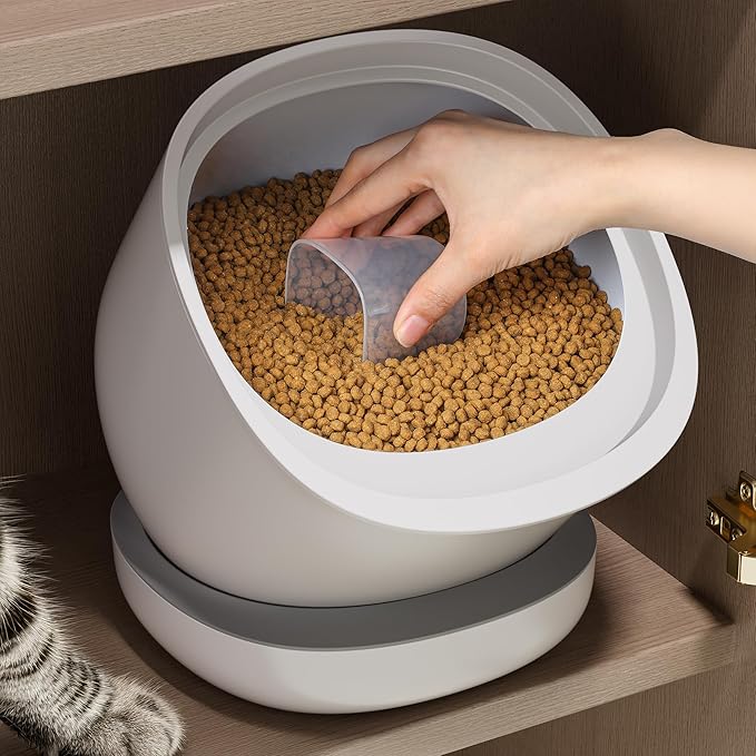 CTIME Airtight Cat Food Container for Small Dog Bird Pet Treats & Dry Food -6 lb(White)