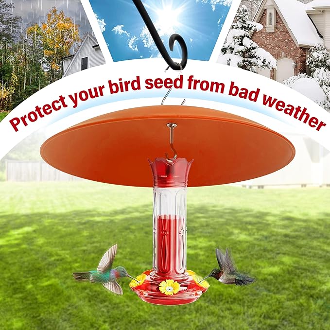 13" Hummingbird Feeder Shade Cover,Bird Feeders Dome Rain Cover,Hummingbird Umbrella for Shepherd's Hook Outdoors (Terracotta), 3 Pack