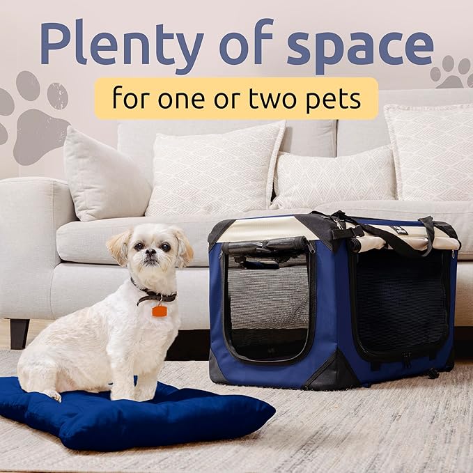 Large Cat Carrier & Dog Carrier for 2 Cats or Medium Dog. Soft Sided Pet Carrier for Travel. Collapsible, Portable with Soft Bed, Top & Side Loading, Locking Zippers, Puppy Crate & Kennel