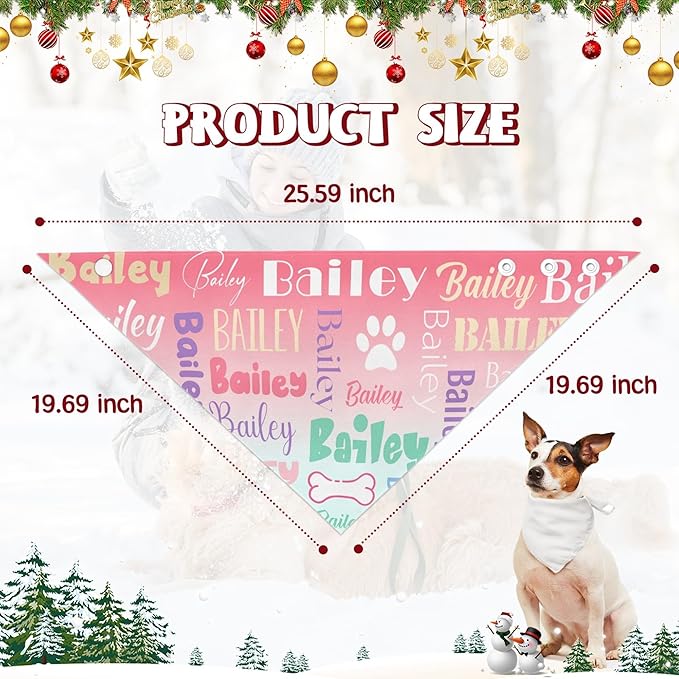 Personalized Dog Bandanas Custom Neckwear Name Button Anti-loosening Dog Scarf Triangle Bibs Kerchief Pet Costume Accessories for Small Medium Large Dogs Cats Pets Birthday
