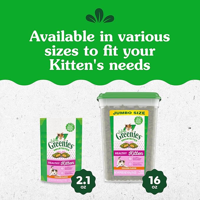 Greenies Feline Smartbites Healthy Kitten Treats, Chicken Flavor, 2.1 oz Pack