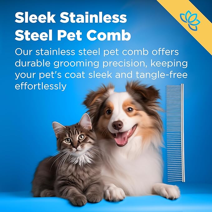 Equinox Dog Grooming Scissors & Deshedder - 7 in 1 Pet Grooming Scissors Set with undercoat brush - Curved Dog Scissors with safety tips - Includes Thinning & Rounded Shears - For dogs & cats