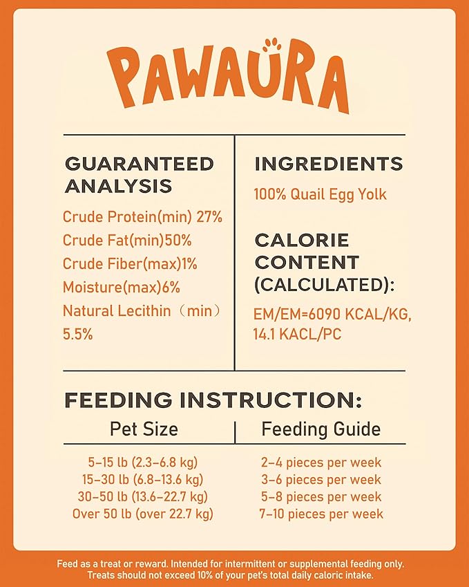 Freeze Dried Quail Egg Yolk Cats & Dogs, Treats, 5.29 oz, Single Ingredient, Freeze-Dried Pet Food for Dogs, Cats, No Additives | Grain Free | Support for Skin and Coat Health