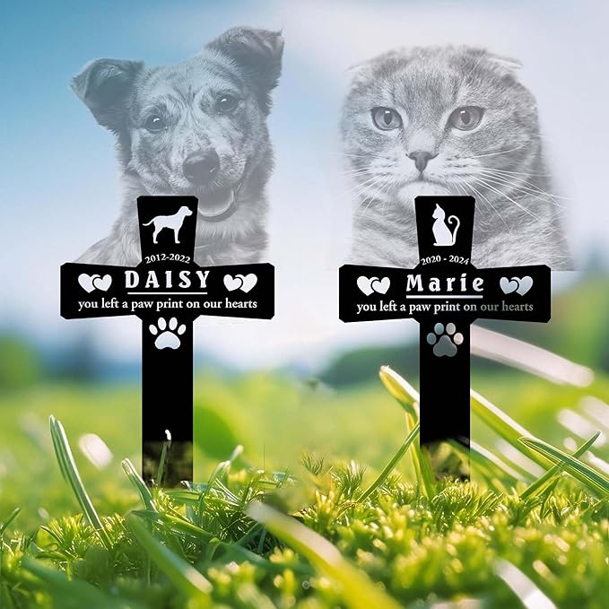 Personalized Dog Grave Marker Outdoor | Engraved Pet Grave Marker with Custom Name and Years, Weatherproof Graves Available in Many Sizes & Colors