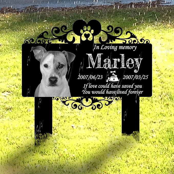 Custom Pet Grave Markers Dog | Custom Pet Headstones for Dogs with 2 Stakes | Best Rustic Gifts to Tribute Your Four-Legged Companions | Personalized Grave Marker for Beloved Furry Friends