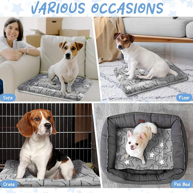 VitalCozy 2 Pack Self Warming Cat Mat Self Heating Pad Bed Reversible Machine Washable Reflects Body Heat Warm Thermal Pet Pad Crate Blanket for Feral and Indoor Cat(Double Star,21" X 14")