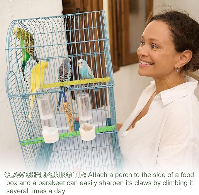 Bird Perch Stand, Wooden Parrot Perch Stand Toy, Paw Grinding Stick, Bird Cage Accessories, 7.48 x 3.94in (Blue, 2 Pcs) Birds Toys Intended for Cage/Parakeets/Conure/Budgie