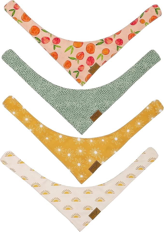 Remy+Roo Extra Large Spring Dog Bandanas - 4 Pack Katherine Set | Premium Durable Adjustable Polyester Fabric Dog Scarfs | Patented Shape Girl Dog Bandana, Trendy Patterns, Floral Dog Bandana
