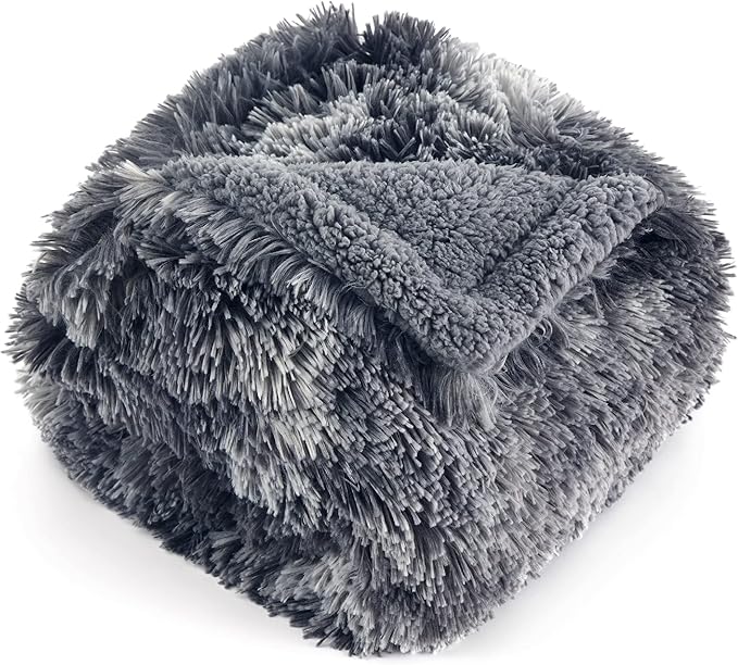 Bedsure Waterproof Dog Blankets for Medium Dogs Washable - Cat Blanket for Couch Protector Long Faux Fur, Calming Soft Reversible Throw Furniture Protection for Puppy Pet, 30"x40", Tie-dye Grey