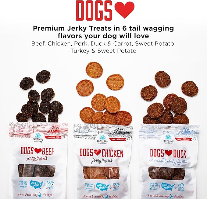 Farmland Traditions Dogs Love Beef Jerky Dog Treats with Only 4 Ingredients and No Fillers, 2.5 Pound Bag