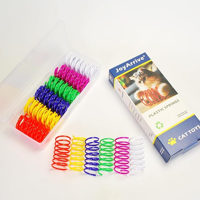 24Pcs 6 Colors Box Stored Springs for Indoor Cats Playing, Interactive Kitten Spiral, Coil Toys, Cat Self-Play Toys, Cat Biting, Swatting, Hunting, Indoor Kitten Springs