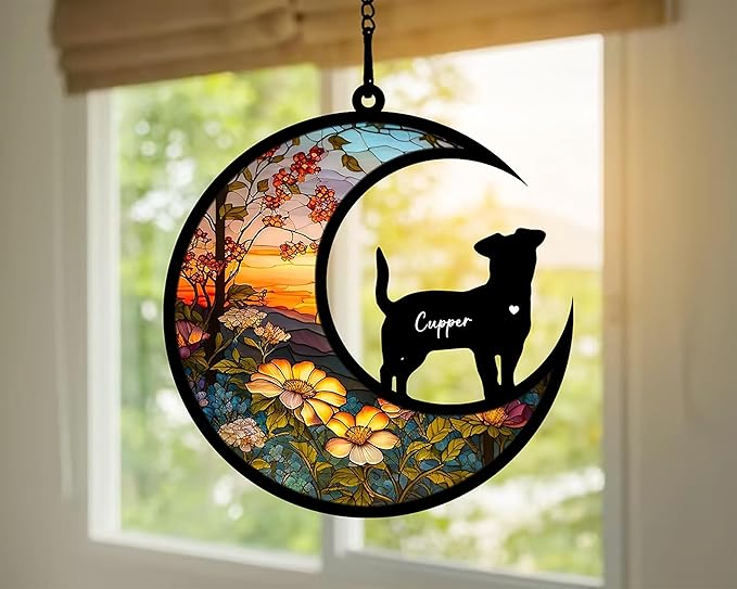 Dog Memorial Suncatcher, Personalized with Name, Dogs Breeds Suncatcher, Custom Pet Loss Suncatchers, Gifts for Pets Lovers, Dog Memorial Ornament Loss of Pet Sympathy Gift