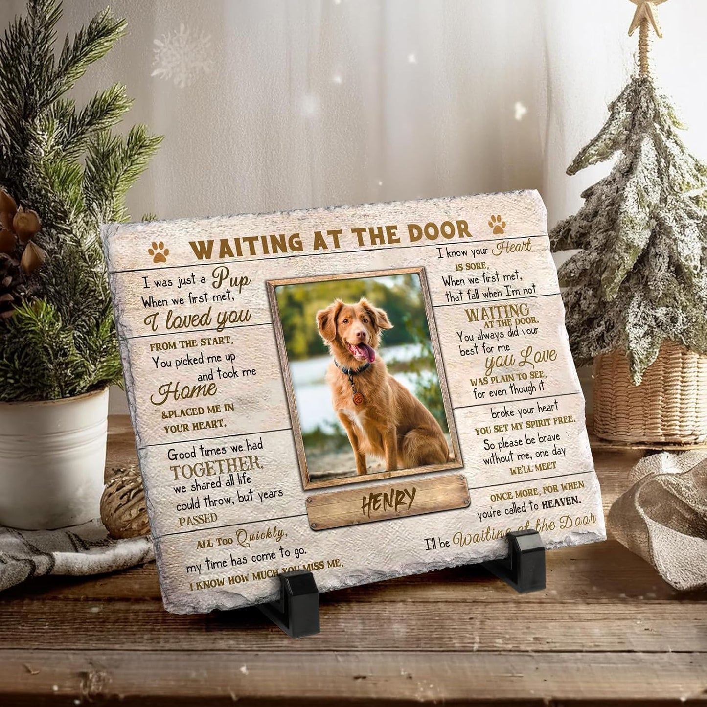 Dog Memorial Gifts for Loss of Dog or Cat, Personalized Dog Memorial Stone with Photo Name for Remembrance Cat Passing Gift for Pet Lovers (5.9INCH* 7.9INCH, style3)