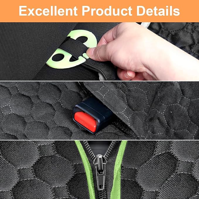 Mancro Dog Car Seat Cover, 2025 Upgraded 600D Heavy Duty Waterproof & Scratch-Resistant Dog Hammock for Car, Back Seat Pet Cover for Dogs with Sedan, Trucks and SUVs, Standard, Green