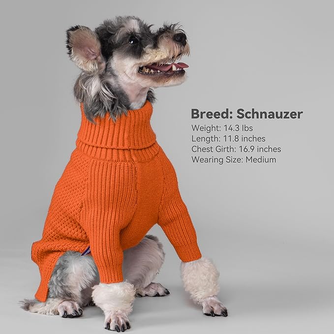 cyeollo 4XL Dog Sweater,Pullover Turtleneck for Large Dogs Classic Knitwear Fall Winter Cold Weather Pet Clothes Warm Pet Apparel Large Big Dog Sweaters Female, Orange XXXXL