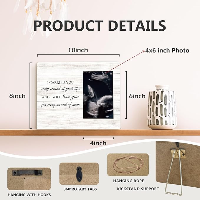 Miscarriage Memorial Baby Ultrasound Picture Frames - Loss of Baby Memorial Sympathy Gifts Photo Frame, Miscarriage Gifts for Mothers Mom Dad, Baby Infant Loss Picture Photo Frames for Home Bedroom Decor, 4x6