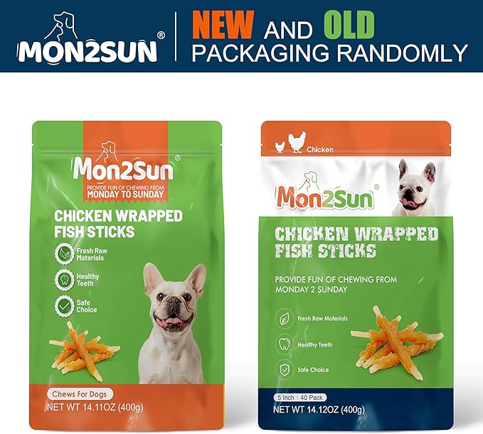 MON2SUN Rawhide Free Dog Treats Chicken Wrapped Cod Sticks for Small Dogs Healthy Training Treats Soft Snacks (14.11 Ounce -Pack of 1)