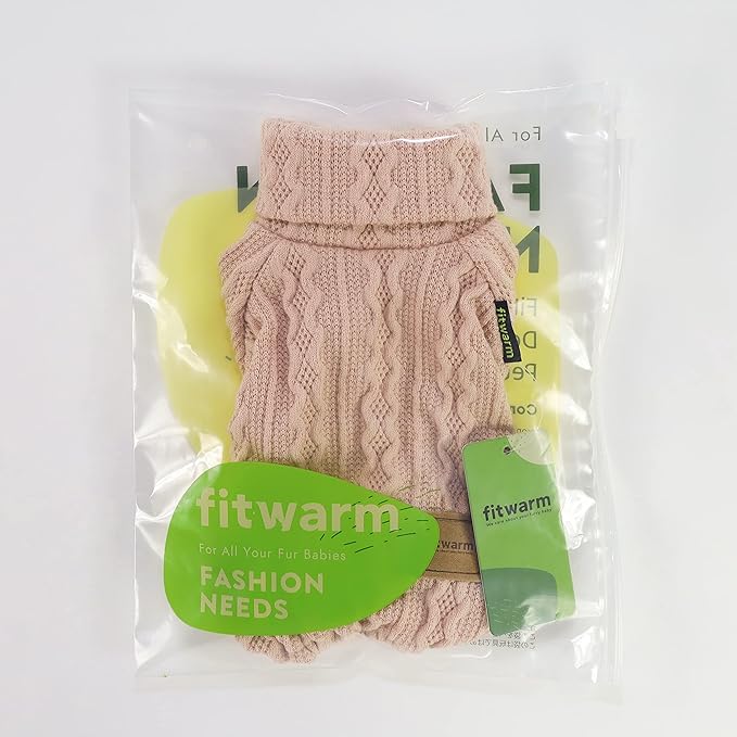 Fitwarm Knitted Dog Sweaters, Turtleneck Pet Pajamas, Dog Winter Clothes for Small Dogs Girl, Cat Apparel, Baby Pink, XXL