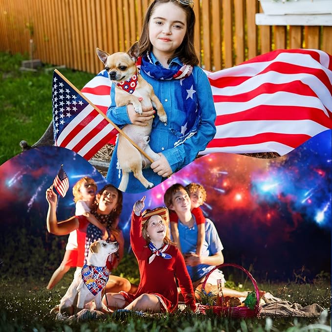 60 Pcs Dog Bandanas Bulk American Flag Pet Scarf Holiday Puppy Bandanas Washable Adjustable Patriotic Dog Bandana for Sport Event Parade Labor Day Patriot Day Small Medium Large Pet Grooming