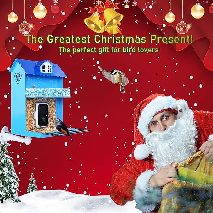 Smart Bird Feeder with Camera.Auto Capture Birds Videos & Bird Motion Detection,Wireless App Notification,Birdhouse Camera,Lifetime 32G Free Space.Idea Gift